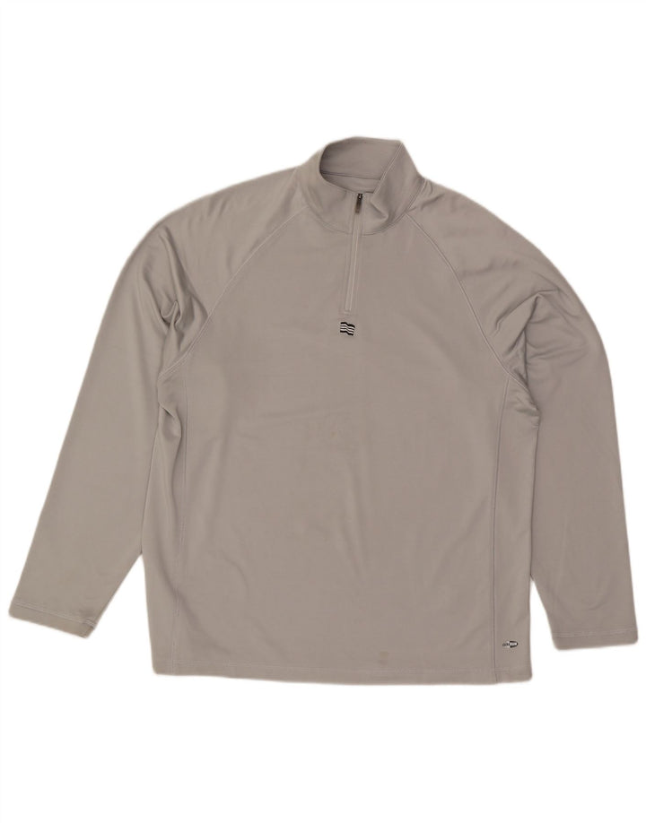 Adidas Mens Climawarm Zip Neck Pullover Tracksuit Top Large Grey Polyester