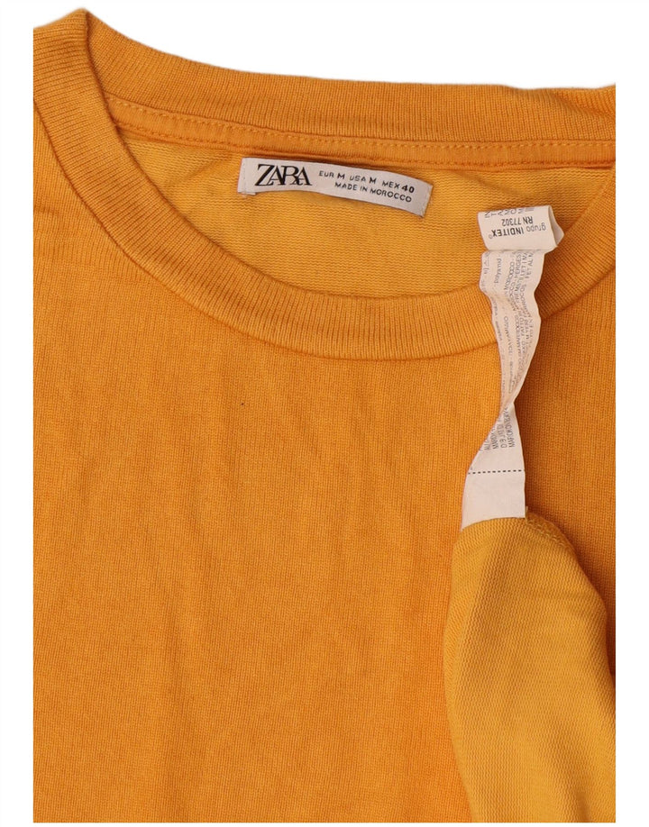 Zara Mens T-Shirt Top Medium Yellow Viscose