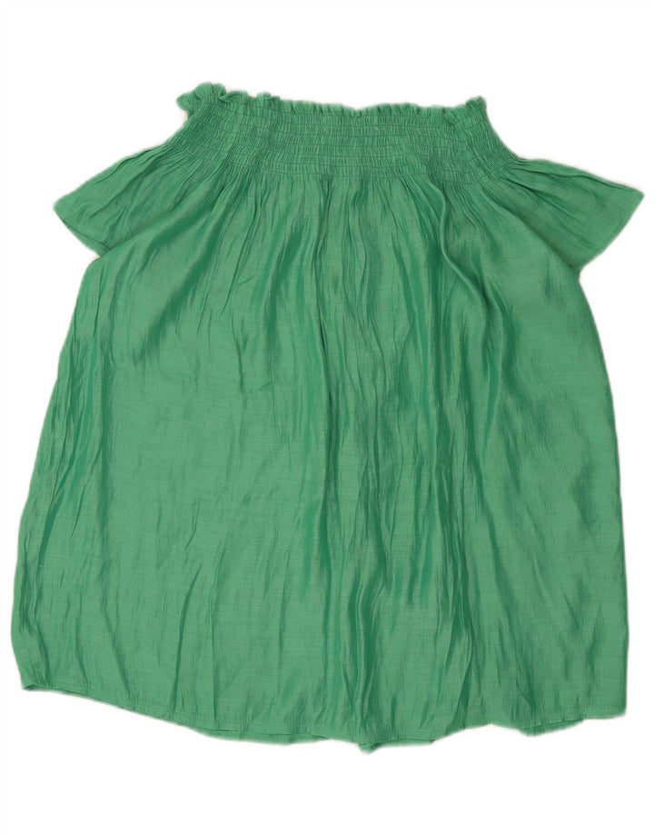 Zara Womens Off Shoulder Blouse Top UK 14 Medium Green