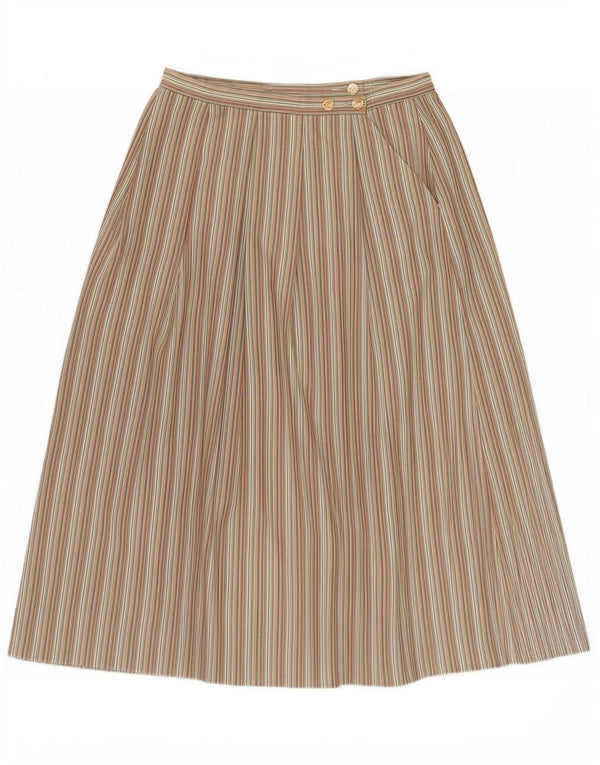 Country Collection Dame Midi Nederdel UK 18 XL W34 Khaki Nålestribe