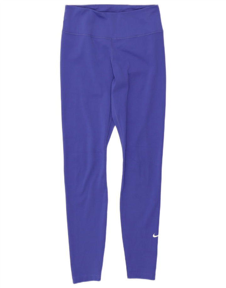 Nike Womens Dri Fit Leggings UK 8 Small  Blue Polyester