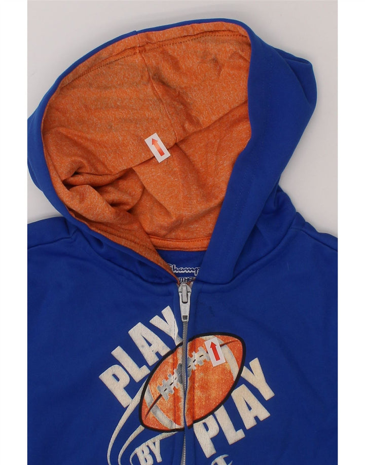 CHAMPION Boys Graphic Zip Hoodie Sweater 3-4 Years Blue Polyester Vintage Champion and Second-Hand Champion from Messina Hembry 
