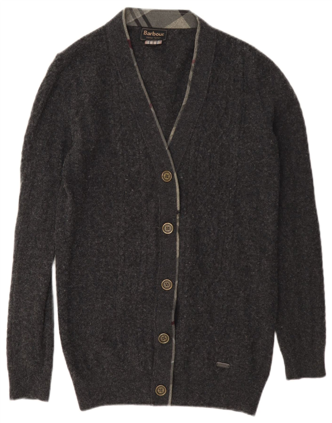 Barbour Womens Cardigan Sweater UK 10 Small Grey Wool