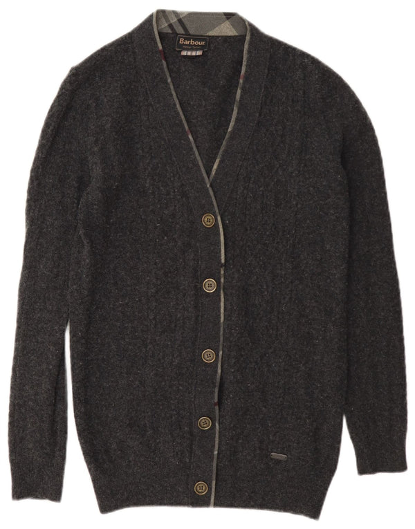 Barbour Womens Cardigan Sweater UK 10 Small Grey Wool