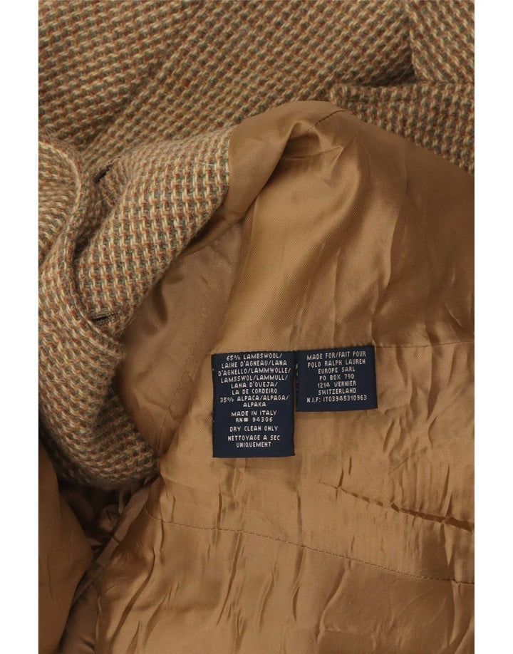 Ralph Lauren Womens 3 Button Blazer Jacket US 10 Large Brown Check