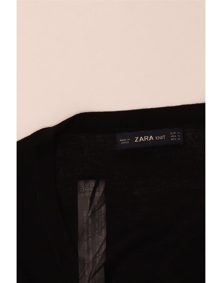 Zara Cardigan Femme Pull UK 12 Medium Noir Viscose