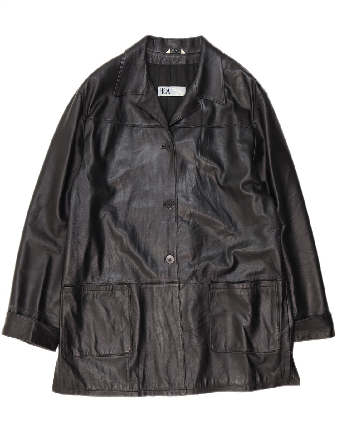 FLORENTIA Womens Leather Jacket IT 50 XL Black Leather