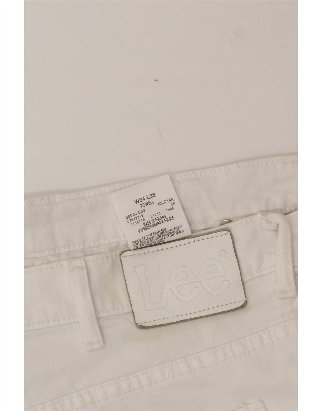 LEE Mens Powell Straight Jeans W34 L31 White Cotton Vintage Lee and Second-Hand Lee from Messina Hembry 