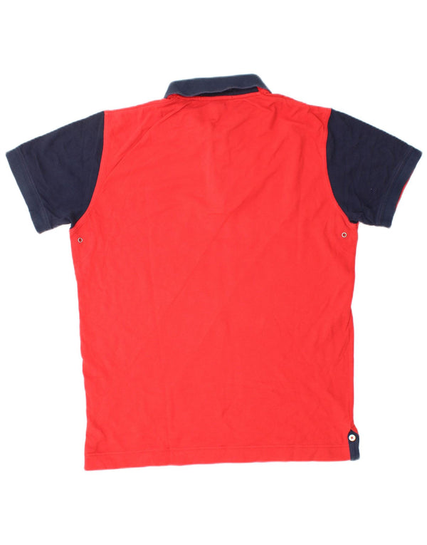 Gant Mens Polo Shirt Large Red Colourblock Cotton