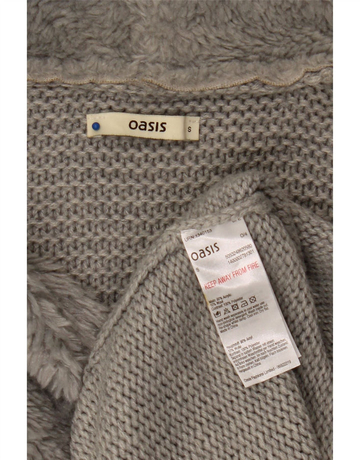 Oasis Womens Open Cardigan Sweater UK 10 Small Grey Acrylic