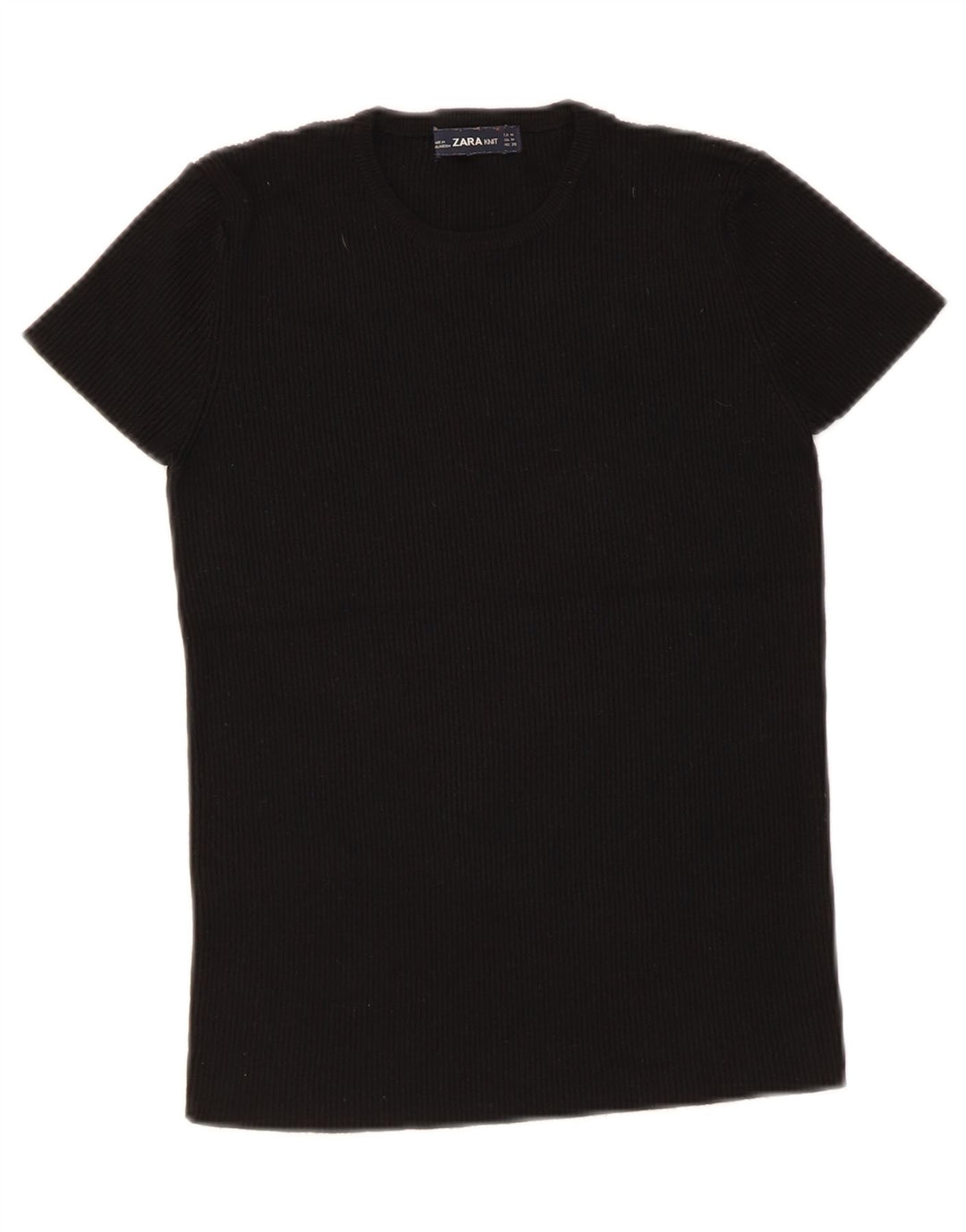 ZARA Womens T-Shirt Top UK 12 Medium Black Viscose Vintage Zara and Second-Hand Zara from Messina Hembry 