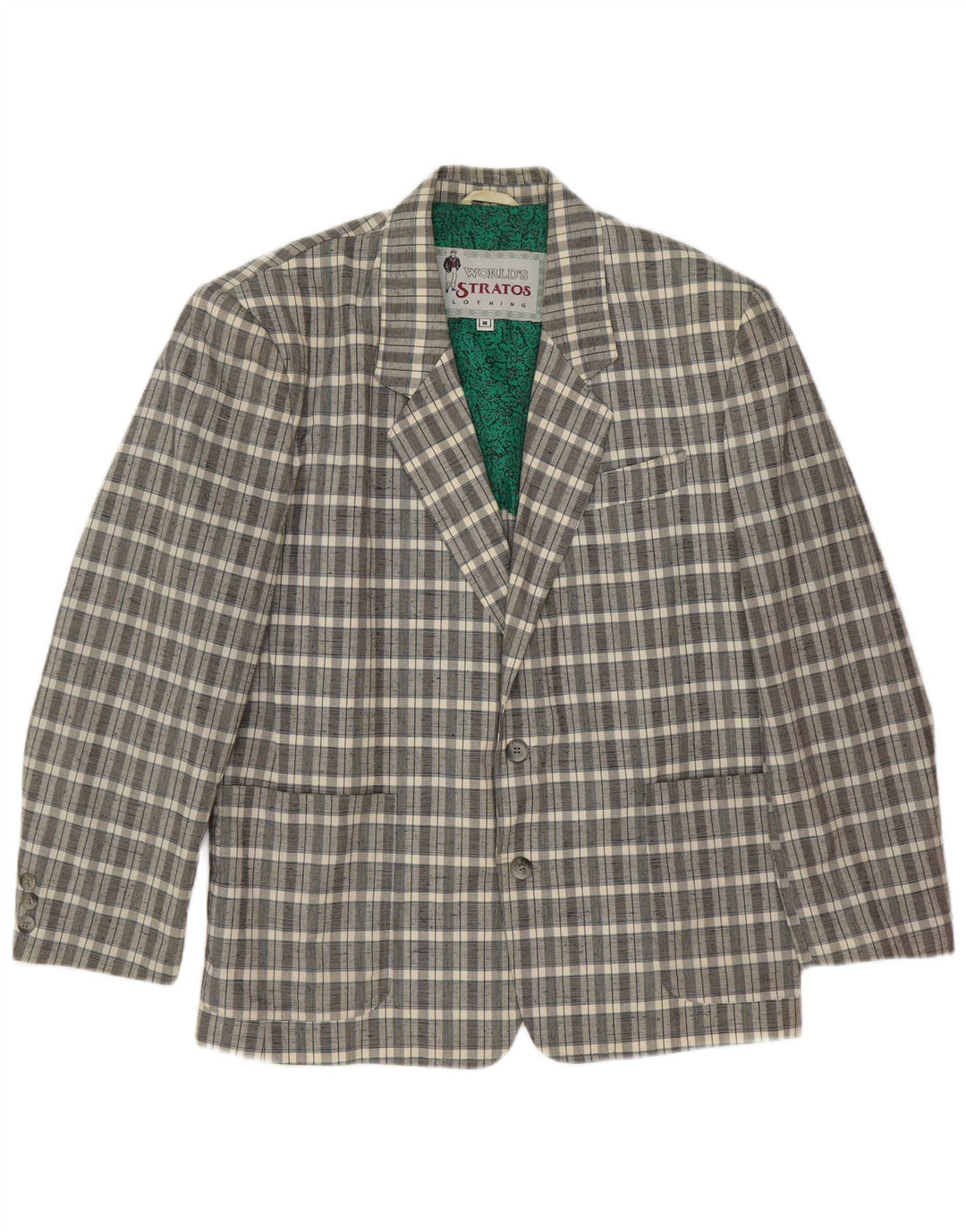 Stratos Mens 2 Button 2 Piece Suit UK 38 Medium Grey Check Classic
