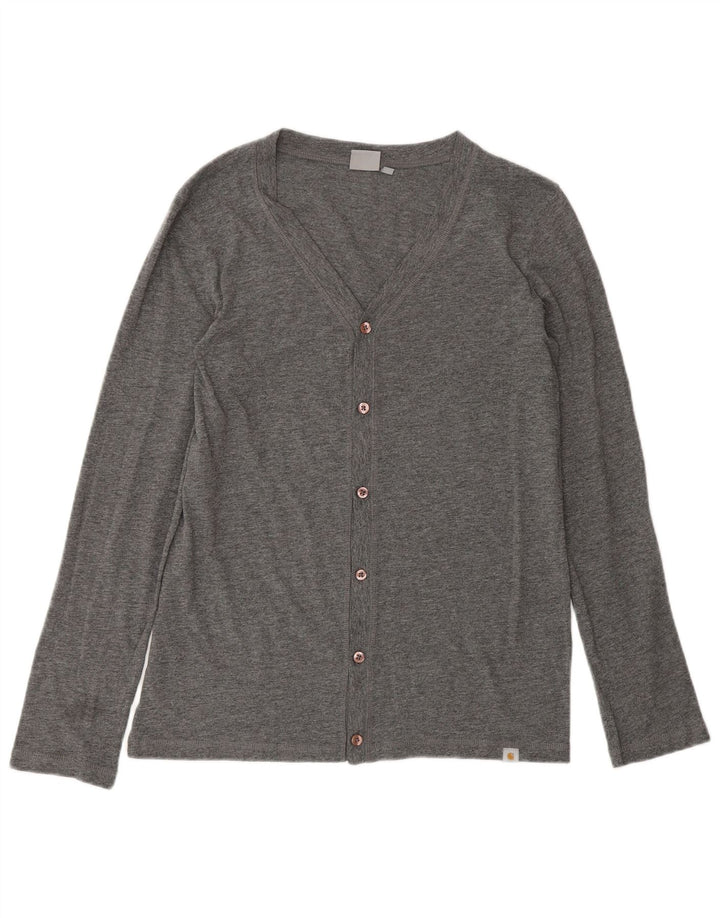 Carhartt Womens Cardigan Sweater UK 14 Medium Grey Cotton