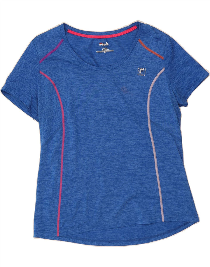 FILA Womens T-Shirt Top UK 14 Large Blue Flecked Polyester Vintage Fila and Second-Hand Fila from Messina Hembry 