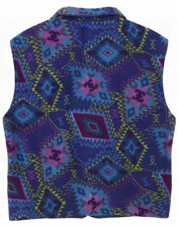 Vintage Damen Fleeceweste UK 18 XL Blau Geometrisch