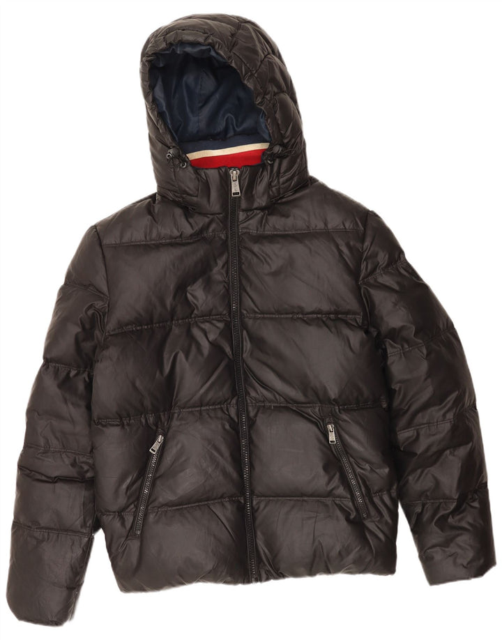 Guess Mens Hooded Padded Jacket UK 38 Medium Black Polyester