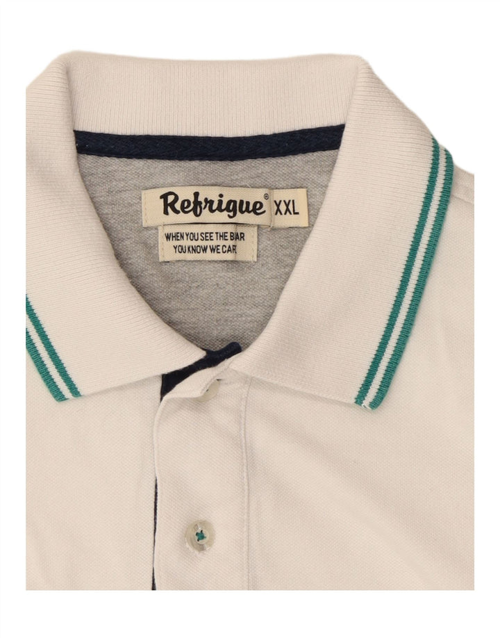 REFRIGUE Mens Polo Shirt 2XL White Cotton Vintage Refrigue and Second-Hand Refrigue from Messina Hembry 