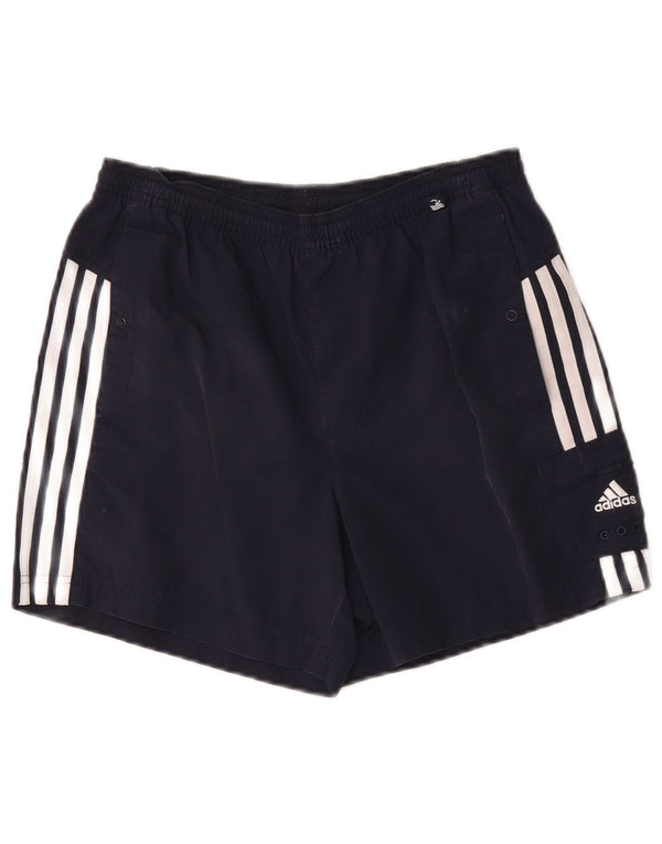 Adidas Mens Graphic Regular Sport Shorts Small Navy Blue Polyester Sports