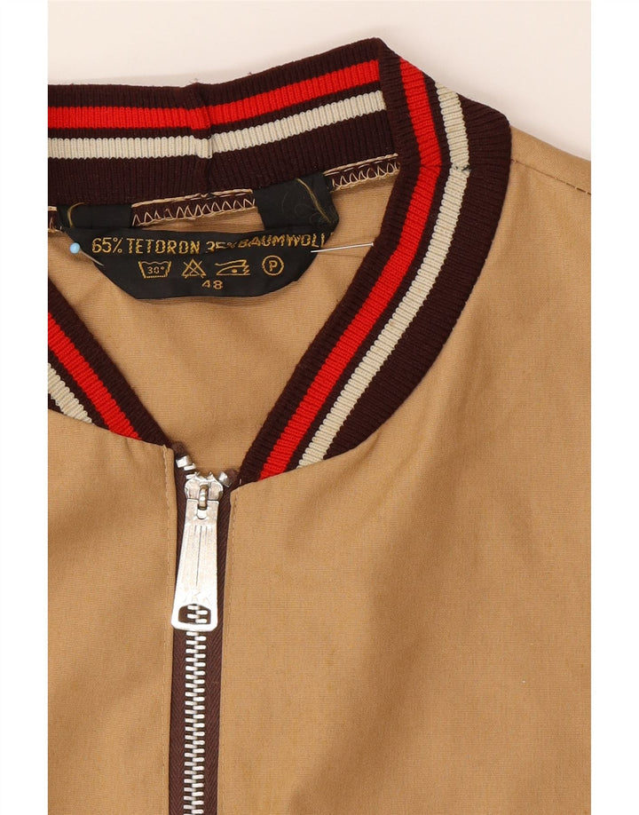 VINTAGE Herren Bomberjacke IT 48 Mittelbeige Baumwolle