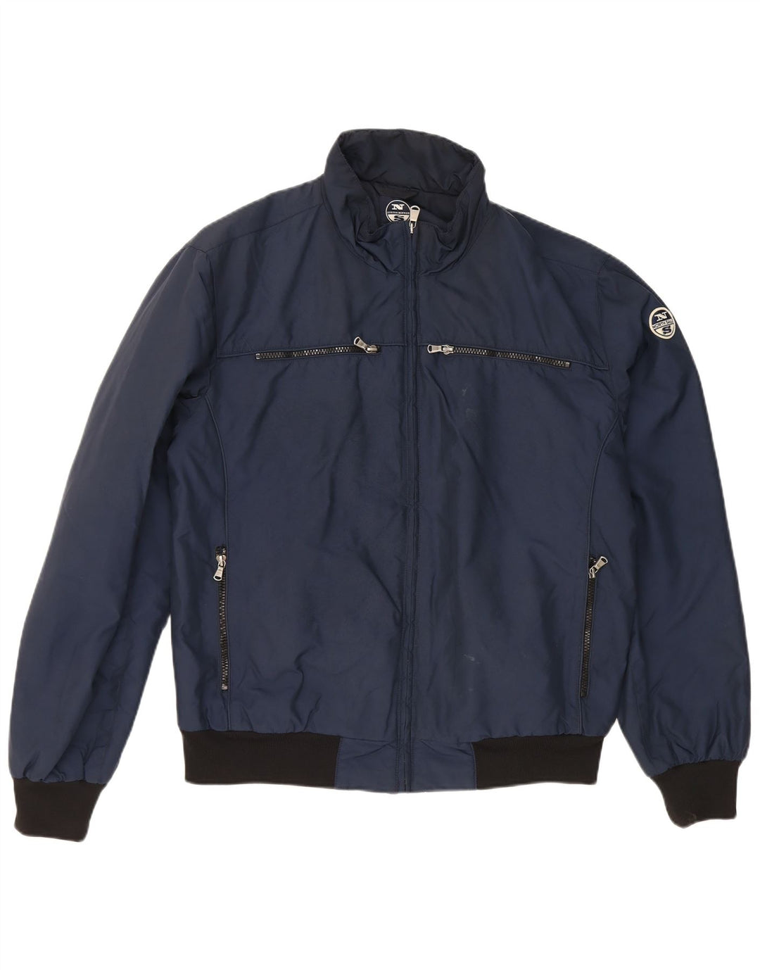 North Sails Mens Bomber Jacket UK 42 XL Navy Blue Colourblock Polyamide