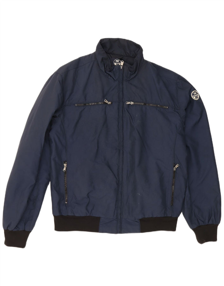 North Sails Mens Bomber Jacket UK 42 XL Navy Blue Colourblock Polyamide