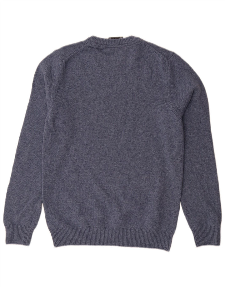 Lyle & Scott Mens Crew Neck Jumper Sweater XS Blue Wool