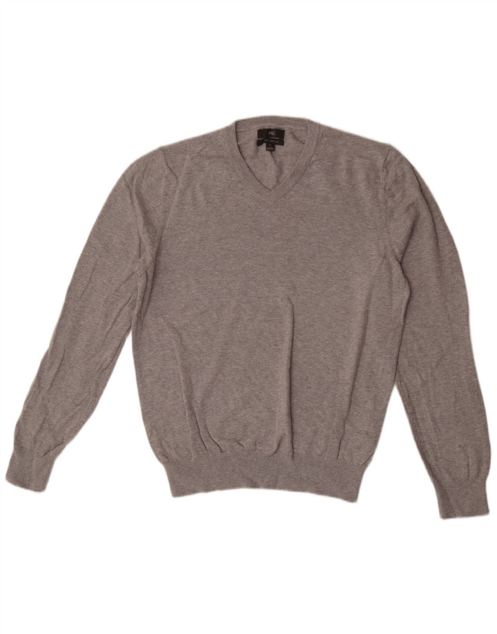 Marks & Spencer Herre V-hals sweater Medium Grey Flecked Bomuld