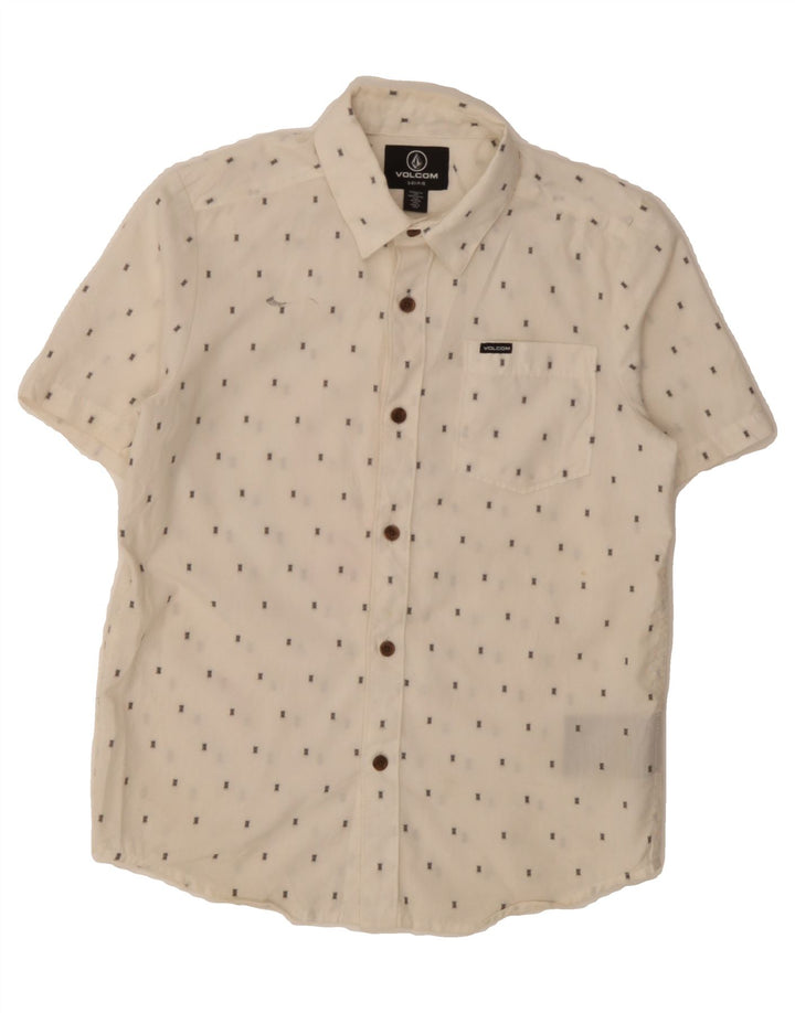 VOLCOM Boys Short Sleeve Shirt 7-8 Years Small  White Spotted Cotton Vintage Volcom and Second-Hand Volcom from Messina Hembry 