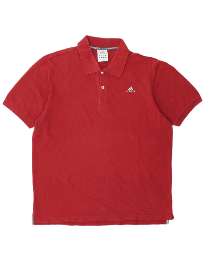ADIDAS Mens Polo Shirt Large Red Cotton