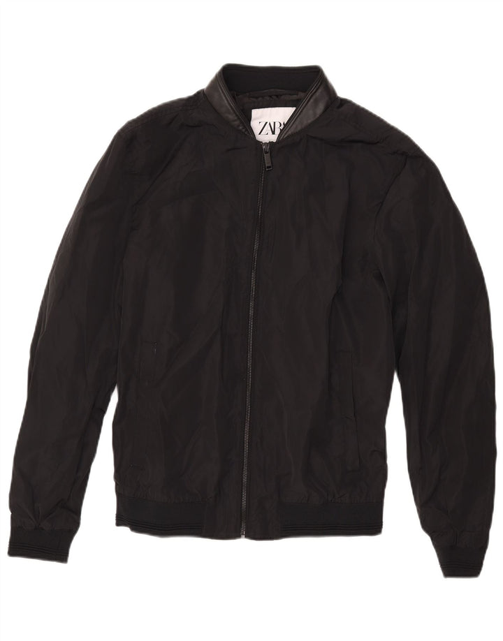 ZARA Mens Bomber Jacket UK 36 Small Black Polyester