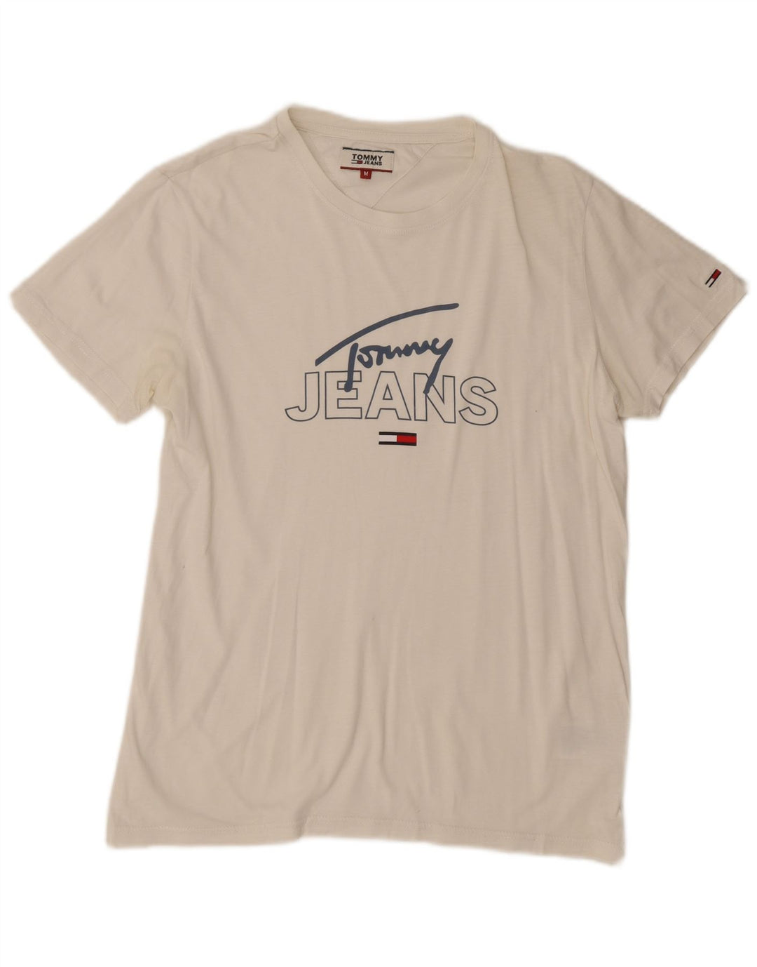 Tommy Hilfiger Mens Graphic T-Shirt Top Medium White Cotton