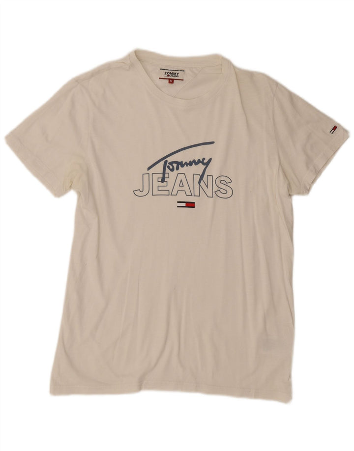 Tommy Hilfiger Mens Graphic T-Shirt Top Medium White Cotton