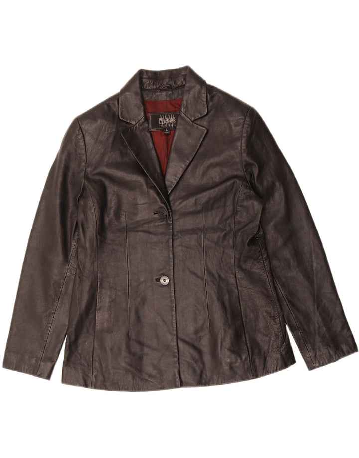 WILSONS Womens 2 Button Leather Blazer Jacket UK 16 Large Black Leather Vintage Wilsons and Second-Hand Wilsons from Messina Hembry 