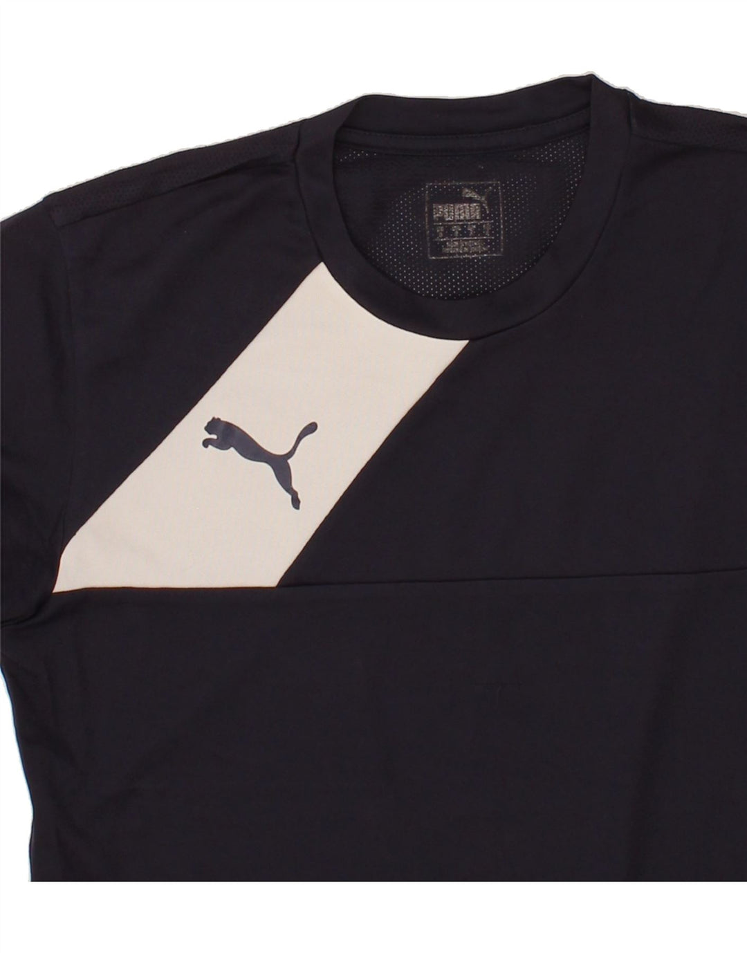 PUMA Mens T-Shirt Top Small Navy Blue Colourblock Vintage Puma and Second-Hand Puma from Messina Hembry 