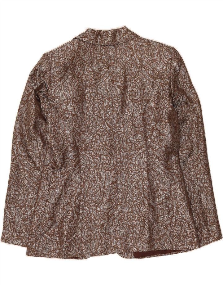 MICHEL AMBERS Womens 1 Button Blazer Jacket UK 16 Large  Brown Paisley Vintage Michel Ambers and Second-Hand Michel Ambers from Messina Hembry 