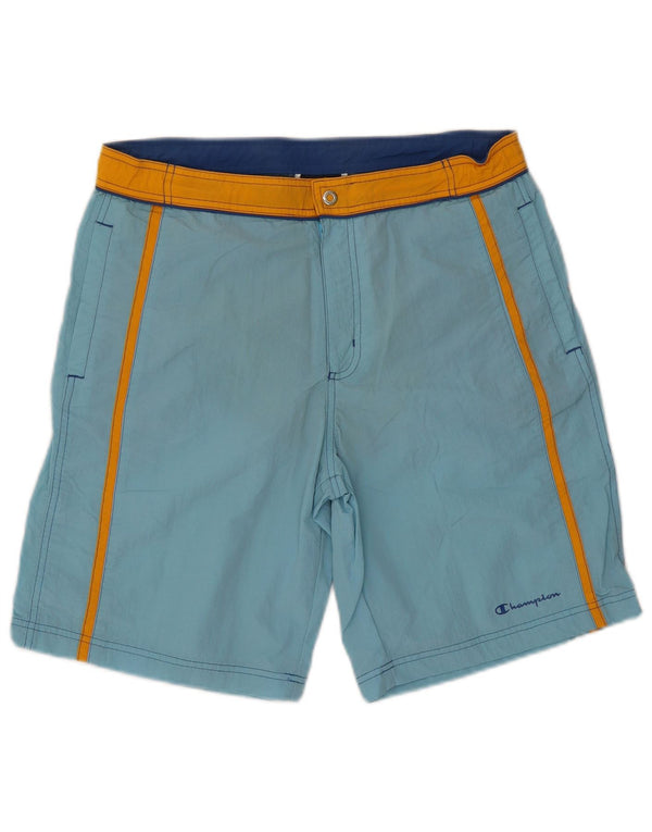 Champion Mens Swimming Shorts Medium Blue Colourblock Polyester