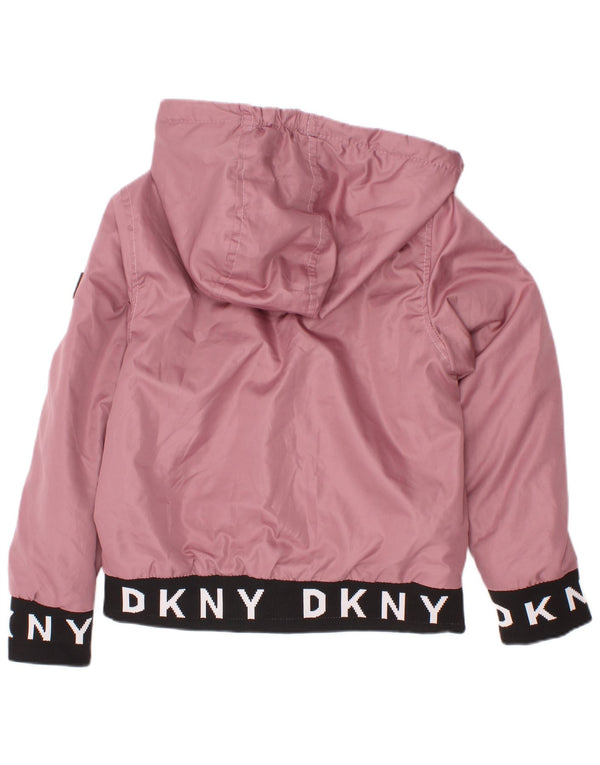 Bomber con cappuccio grafico per ragazze Dkny 6-7 anni color block rosa