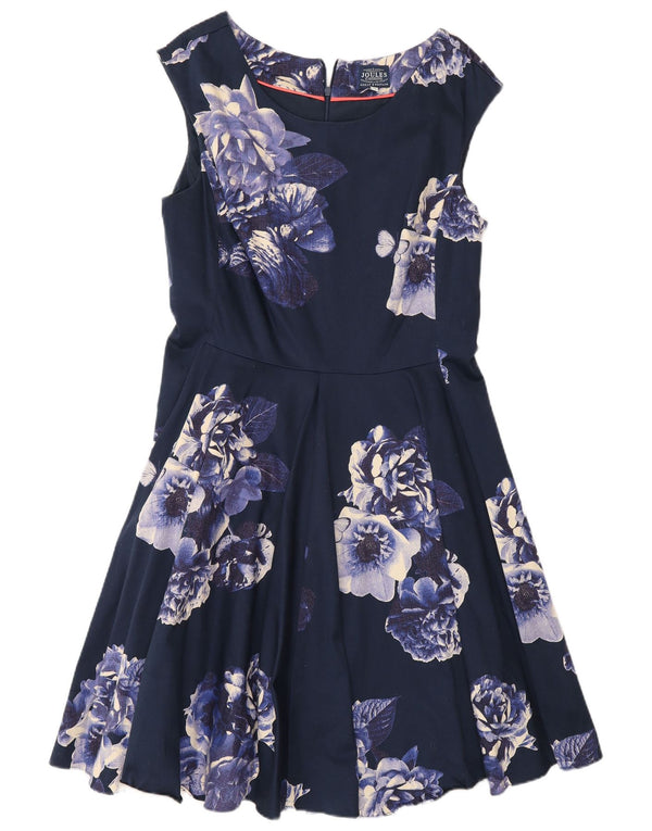 Abito a trapezio da donna Joules UK 12 Cotone floreale medio blu navy