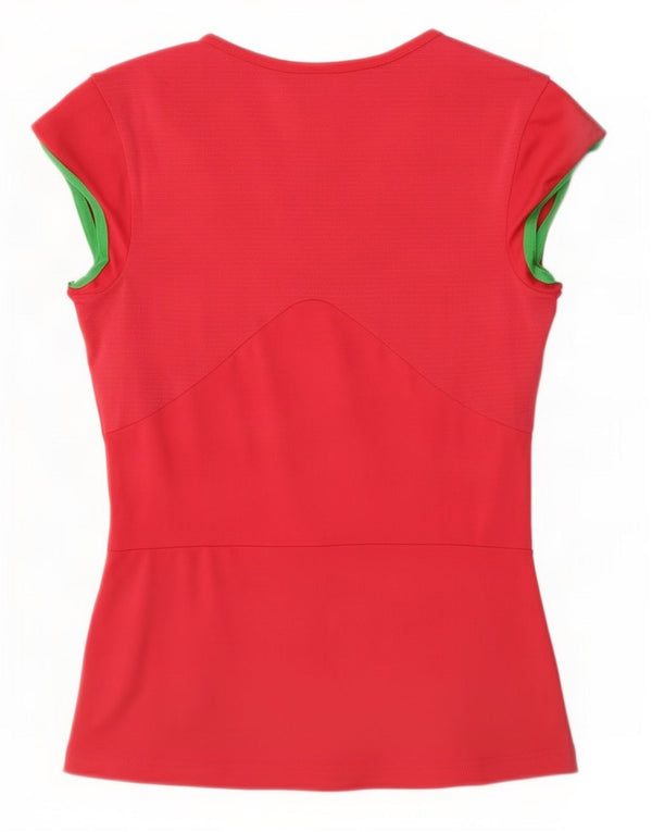 Adidas Womens Climalite T-Shirt Top UK 10 Small Red Polyester