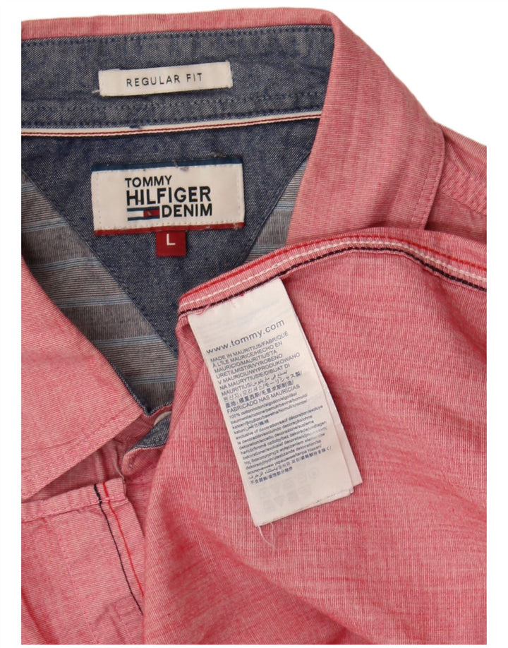 Tommy Hilfiger Mens Regular Fit Shirt Large Pink Cotton