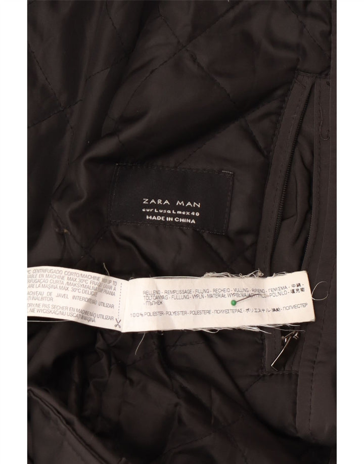 Zara Mens Windbreaker Jacket UK 40 Large Black Polyester