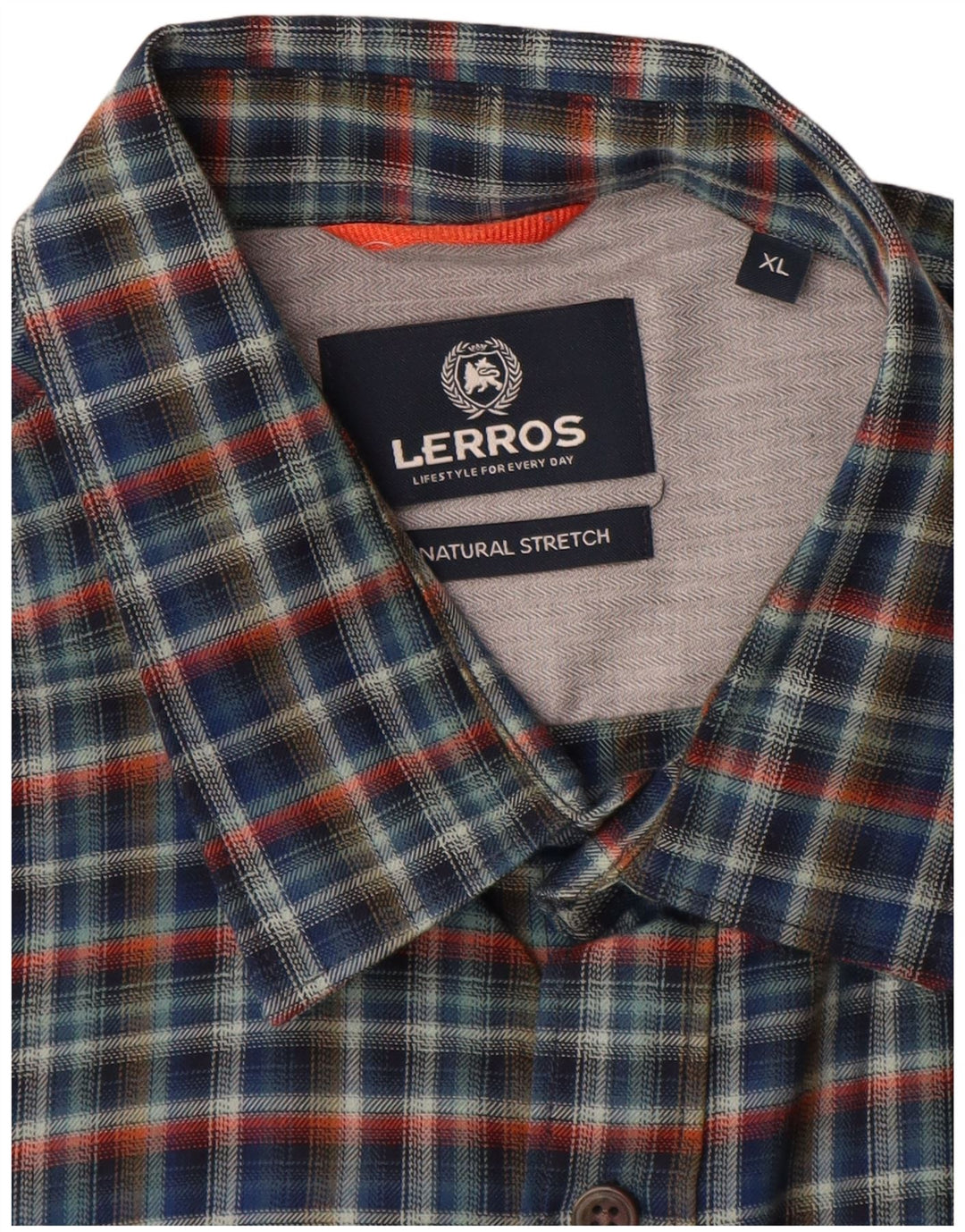 Lerros Mens Stretch Shirt XL Navy Blue Check