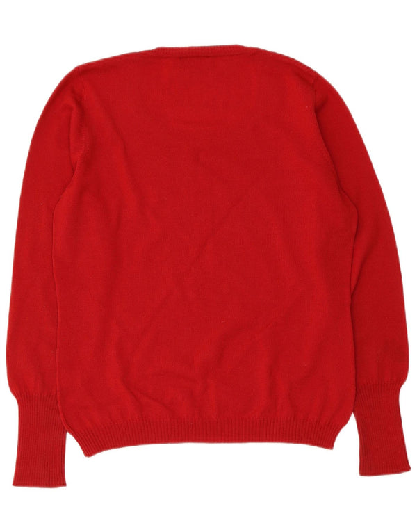Luisa Spagnoli Womens Boat Neck Jumper Sweater UK 12 Medium Red Virgin Wool