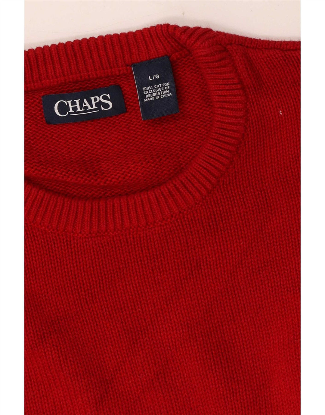 Chaps Mens Crew Neck Jumper Sweater Large Red Cotton