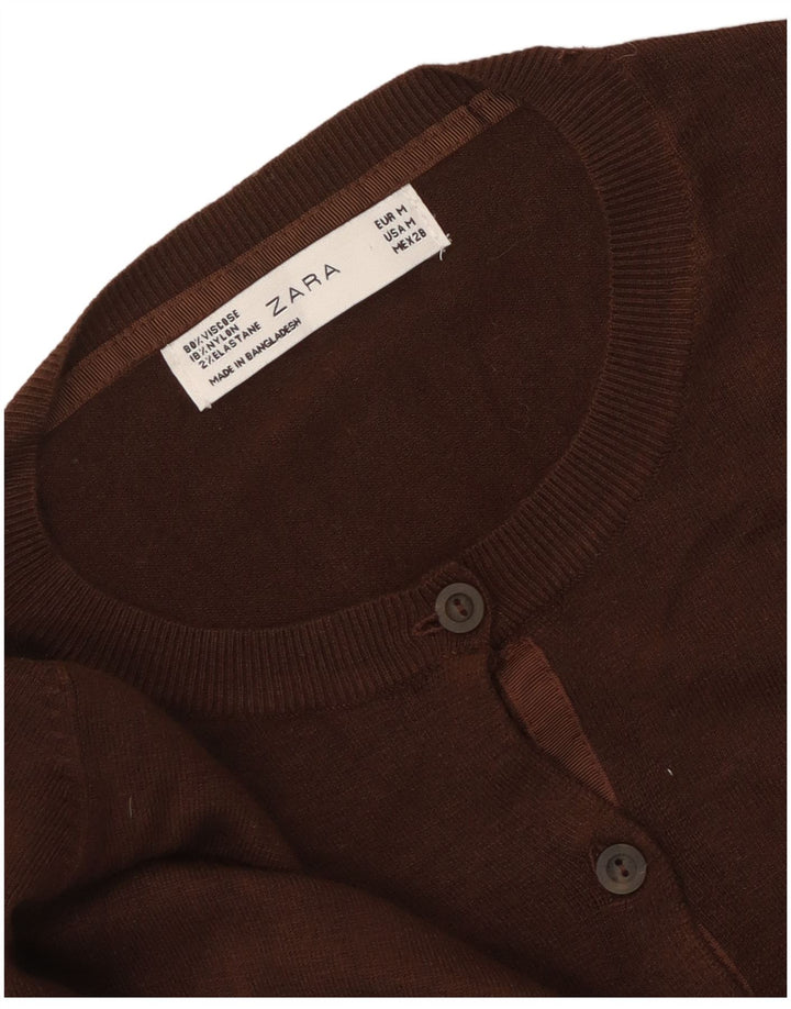 Zara Womens Cardigan Sweater UK 14 Medium Brown Viscose
