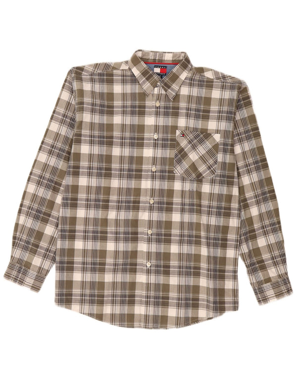 Tommy Hilfiger Boys Shirt 15-16 Years XL Khaki Check Cotton