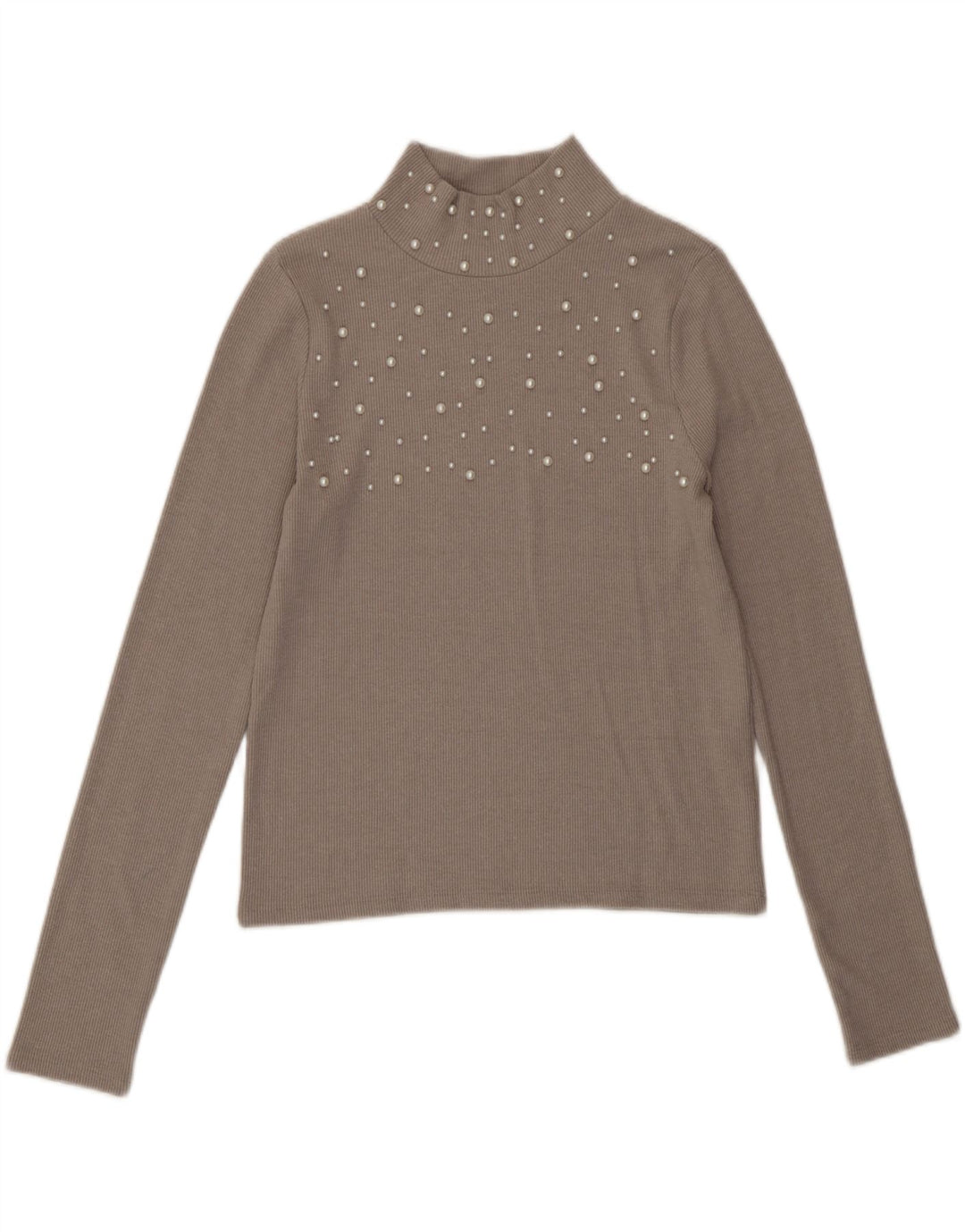 Zara Womens Crop Top Long Sleeve UK 14 Large Grey Polyester