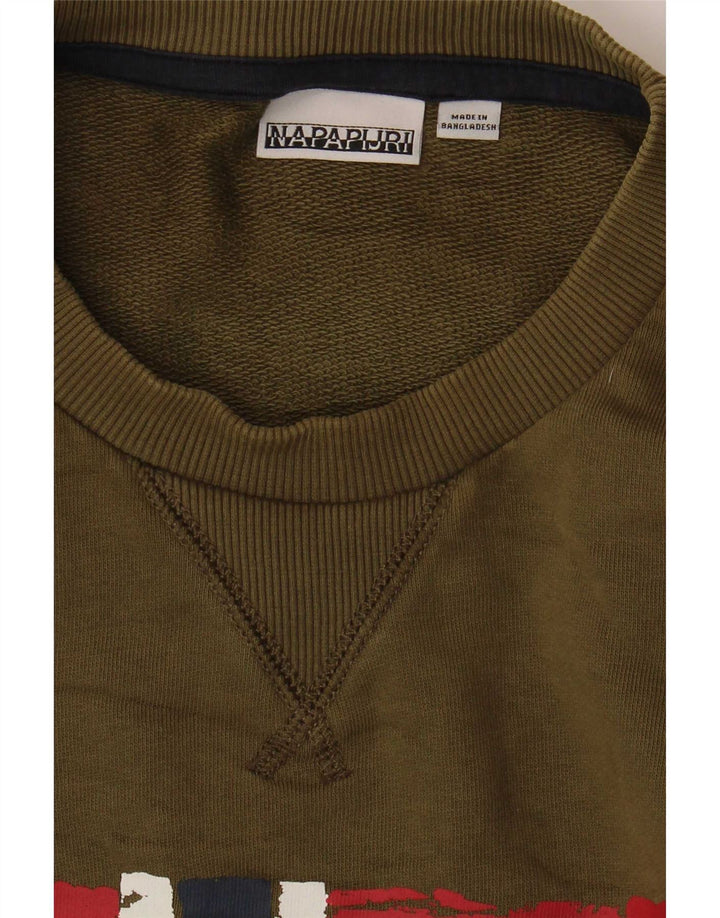 Napapijri Mens Graphic Sweatshirt Jumper Large Khaki