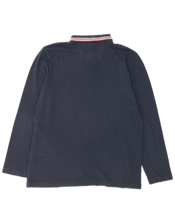 Hugo Boss Mens Long Sleeve Regular Fit Polo Shirt 2XL Navy Blue Cotton