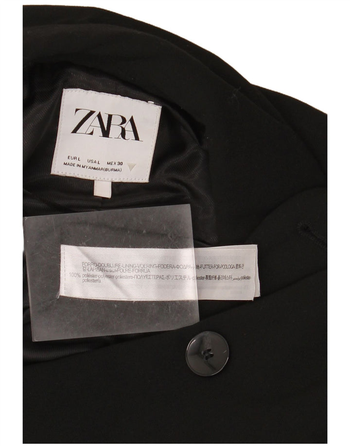 ZARA Chaqueta tipo blazer con doble botonadura para mujer UK 46 Large Poliéster negro